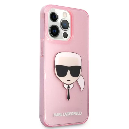 iPhone 13 Pro Max Karl Lagerfeld Glitter Karl Head tok pink (KLHCP13XK-3666339027568 6 kép