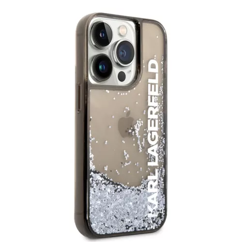 iPhone 14 Pro Karl Lagerfeld Translucent Liquid Glitter tok fekete (KL-3666339091569 3 kép