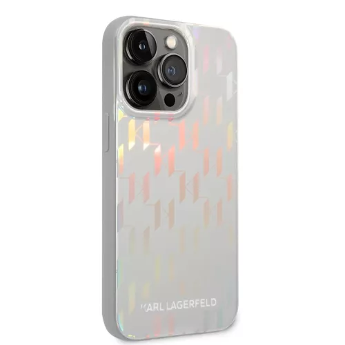 iPhone 14 Pro Karl Lagerfeld Iridescent Monogram tok ezüst (KLHCP14LL-3666339093099 2 kép