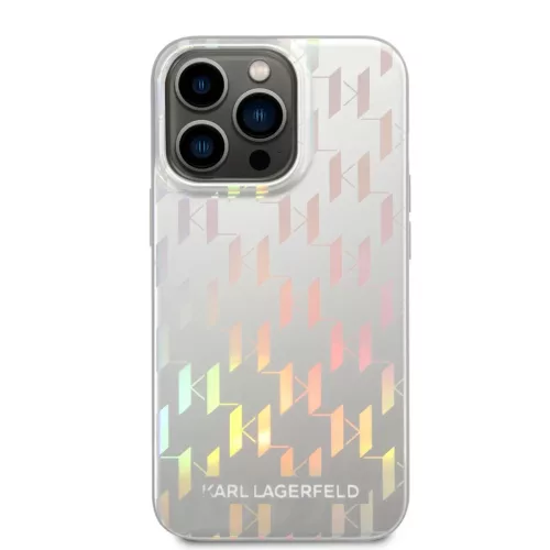 iPhone 14 Pro Karl Lagerfeld Iridescent Monogram tok ezüst (KLHCP14LL-3666339093099 6 kép