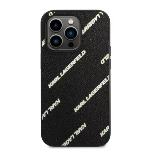 iPhone 14 Pro Karl Lagerfeld PU Grained Leather Logomania tok fekete (-3666339085025 4 kép