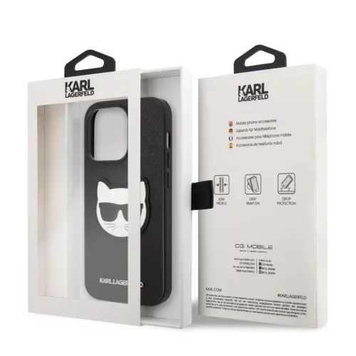 iPhone 14 Pro Karl Lagerfeld PU Saffiano Choupette Head tok fekete (KL-3666339076979 2 kép
