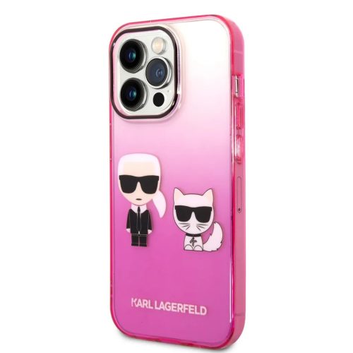 iPhone 14 Pro Karl Lagerfeld Gradient Karl és Choupette tok rózsasz�-3666339086381 1 kép