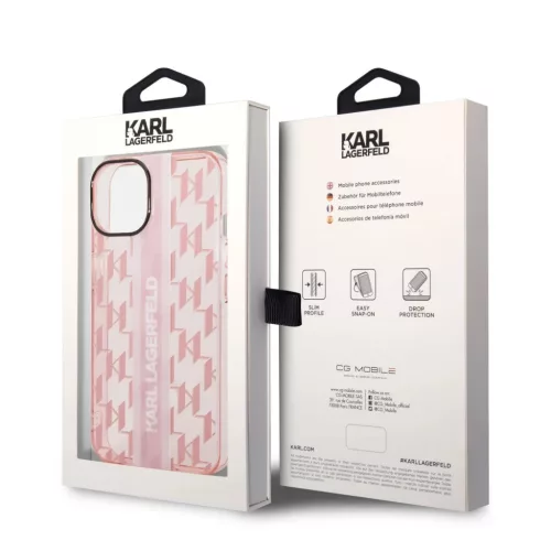 iPhone 14 Plus Karl Lagerfeld Monogram Vertical Stripe tok rózsaszín-3666339085292 6 kép