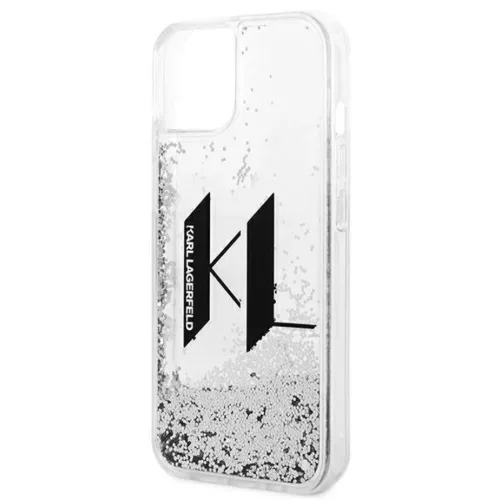 iPhone 14 Plus Karl Lagerfeld Liquid Glitter Big KL logo tok ezüst (K-3666339085698 3 kép