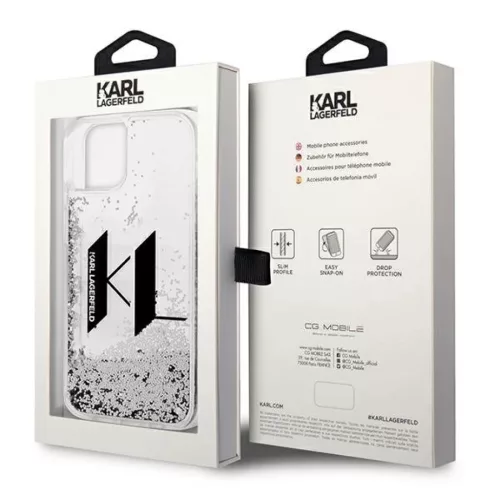 iPhone 14 Plus Karl Lagerfeld Liquid Glitter Big KL logo tok ezüst (K-3666339085698 5 kép