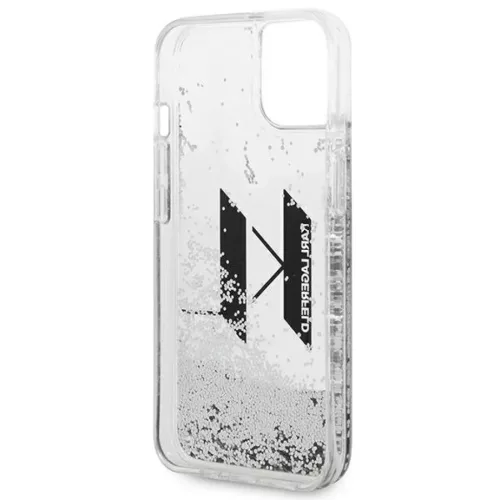 iPhone 14 Plus Karl Lagerfeld Liquid Glitter Big KL logo tok ezüst (K-3666339085698 6 kép