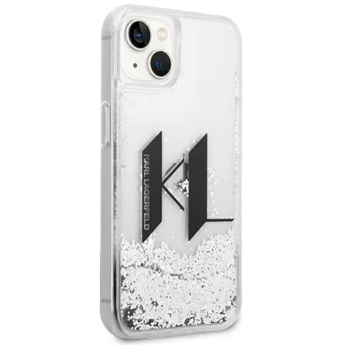 iPhone 14 Plus Karl Lagerfeld Liquid Glitter Big KL logo tok ezüst (K-3666339085698 7 kép
