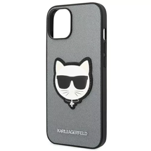 iPhone 14 Plus Karl Lagerfeld Saffiano Choupette Head tok ezüst (KLHC-3666339077006 6 kép