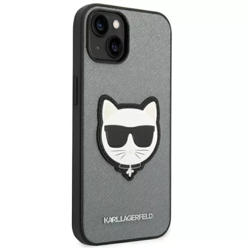 iPhone 14 Plus Karl Lagerfeld Saffiano Choupette Head tok ezüst (KLHC-3666339077006 7 kép