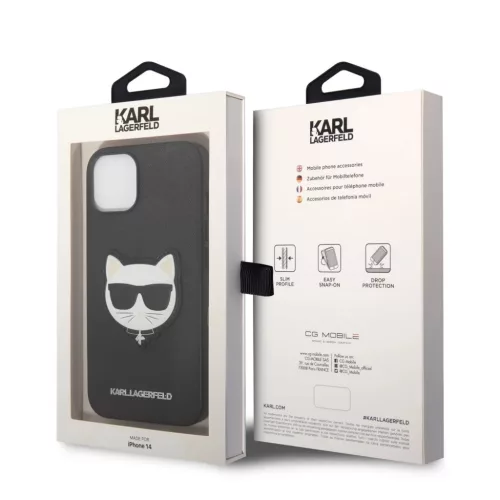 iPhone 14 Plus Karl Lagerfeld PU Saffiano Choupette Head tok fekete (K-3666339076962 4 kép