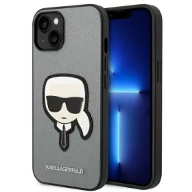 iPhone 14 Plus Karl Lagerfeld Saffiano Karl's Head tok ezüst (KLHCP14-3666339077082 5 kép