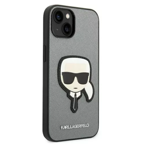 iPhone 14 Plus Karl Lagerfeld Saffiano Karl's Head tok ezüst (KLHCP14-3666339077082 2 kép