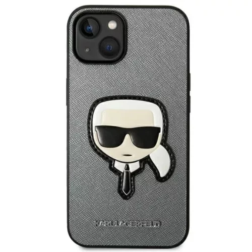 iPhone 14 Plus Karl Lagerfeld Saffiano Karl's Head tok ezüst (KLHCP14-3666339077082 6 kép