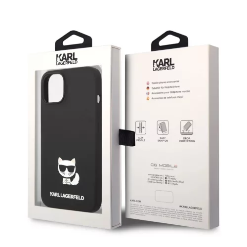 iPhone 14 Plus Karl Lagerfeld Choupette szilikon tok fekete (KLHCP14MS-3666339076566 2 kép