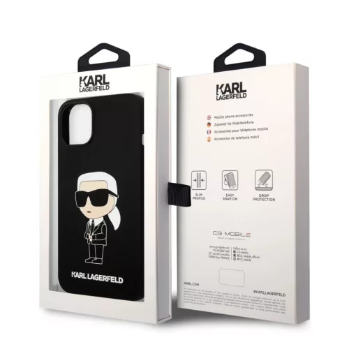 iPhone 14 Plus Karl Lagerfeld KLHCP14MSNIKBCK Liquid Silicone Ikonik N-3666339086572 2 kép