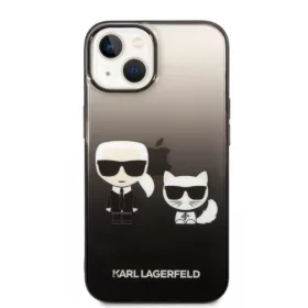 iPhone 14 Plus Karl Lagerfeld Gradient Karl és Choupette tok fekete (-3666339086411 1 kép