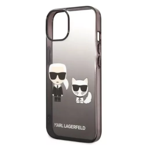 iPhone 14 Plus Karl Lagerfeld Gradient Karl és Choupette tok fekete (-3666339086411 2 kép