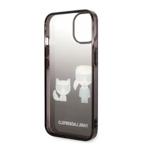 iPhone 14 Plus Karl Lagerfeld Gradient Karl és Choupette tok fekete (-3666339086411 5 kép