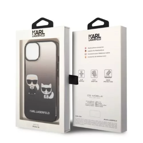 iPhone 14 Plus Karl Lagerfeld Gradient Karl és Choupette tok fekete (-3666339086411 7 kép