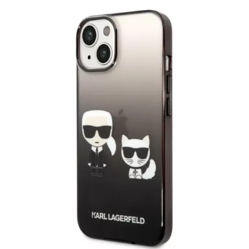iPhone 14 Plus Karl Lagerfeld Gradient Karl és Choupette tok fekete (-3666339086411 8 kép