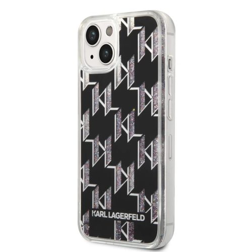 iPhone 14 Karl Lagerfeld Monogram Liquid Glitter tok fekete (KLHCP14SL-3666339076238 1 kép
