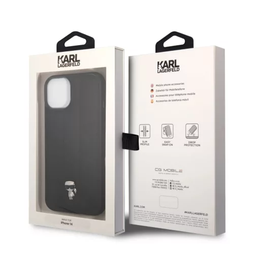 iPhone 14 Karl Lagerfeld Quilted Puffy Ikonik Logo tok fekete (KLHCP14-3666339077716 4 kép