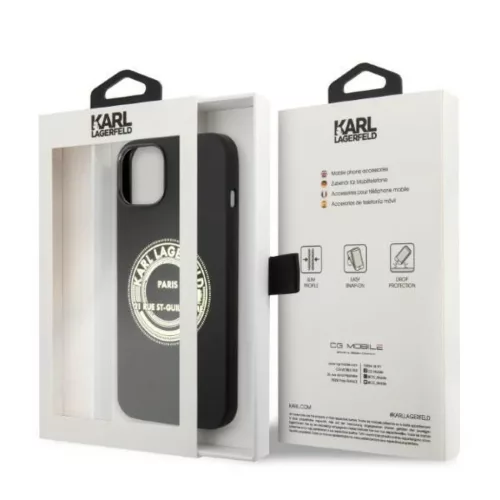 iPhone 14 Karl Lagerfeld KLHCP14SSRSGRCK Silicone RSG tok fekete-3666339085803 5 kép