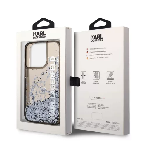 iPhone 14 Pro Max Karl Lagerfeld Translucent Liquid Glitter tok fekete-3666339091576 6 kép