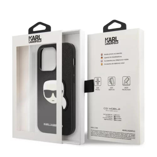 iPhone 14 Pro Max Karl Lagerfeld PU Saffiano Karl Head tok fekete (KLH-3666339077068 5 kép