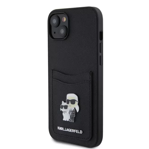  iPhone 15 Fekete Karl Lagerfeld KLHCP15SSAPKCNPK PU Saffiano Kártyat-3666339165512 1 kép