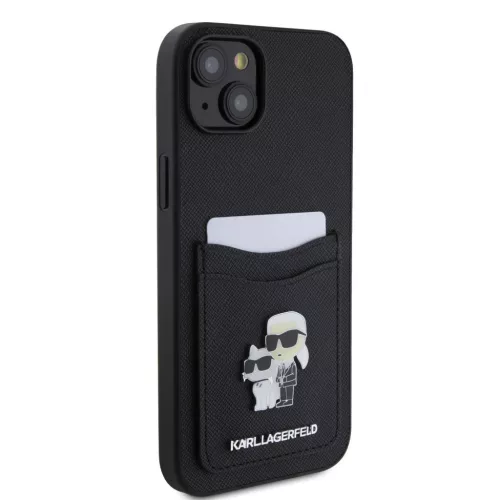  iPhone 15 Fekete Karl Lagerfeld KLHCP15SSAPKCNPK PU Saffiano Kártyat-3666339165512 3 kép