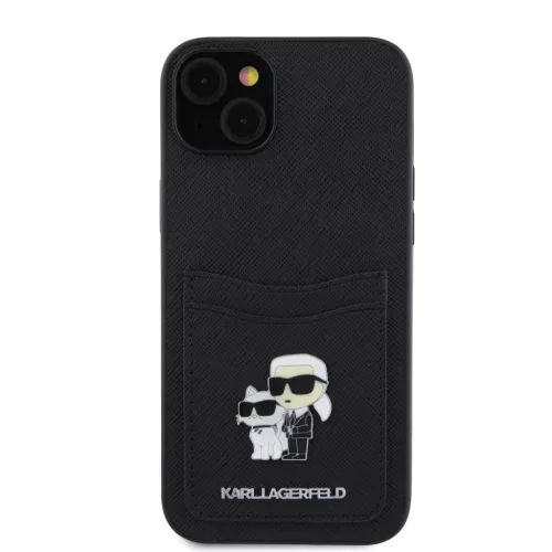 iPhone 15 Fekete Karl Lagerfeld KLHCP15SSAPKCNPK PU Saffiano Kártyat-3666339165512 5 kép