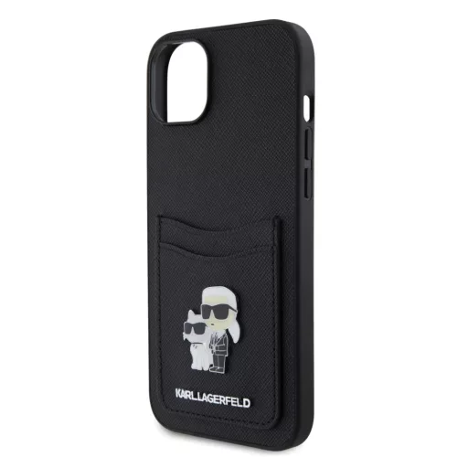  iPhone 15 Fekete Karl Lagerfeld KLHCP15SSAPKCNPK PU Saffiano Kártyat-3666339165512 7 kép