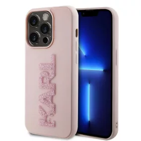   iPhone 15 Pro Max Karl Lagerfeld KLHCP15X3DMBKCP 3D Rubber Glitter Logo tok rózsaszín
