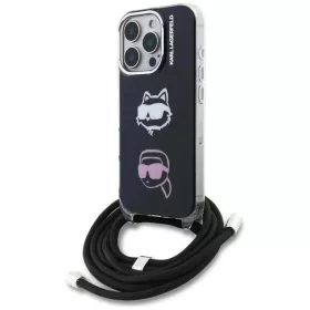   iPhone 16 Pro Max Karl Lagerfeld IML Crossbody Karl&Choupette Head fekete tok