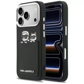   iPhone 17 Pro Karl Lagerfeld Karl & Choupette nyomtatott és zsebes fekete tok