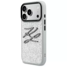 iPhone 17 Pro Karl Lagerfeld IML Glitter KL Diamond Logo ezüst tok-3666339604776 2 kép