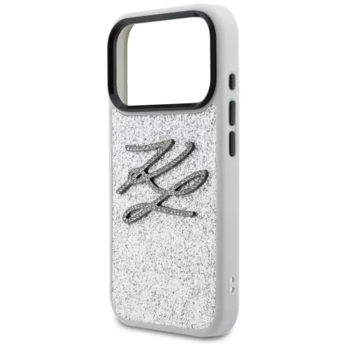 iPhone 17 Pro Karl Lagerfeld IML Glitter KL Diamond Logo ezüst tok-3666339604776 6 kép