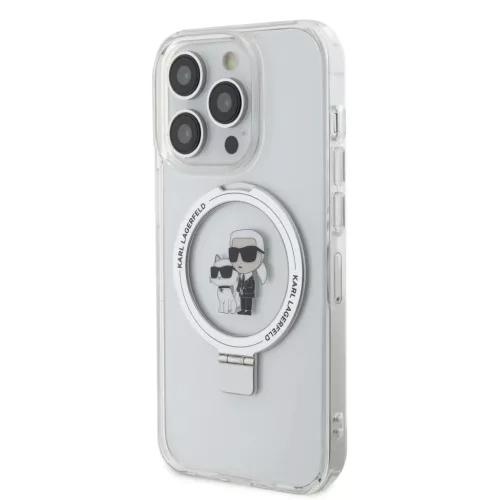  iPhone 15 Pro Fehér Karl Lagerfeld Ringstand Karl and Choupette MagS-3666339168896 3 kép