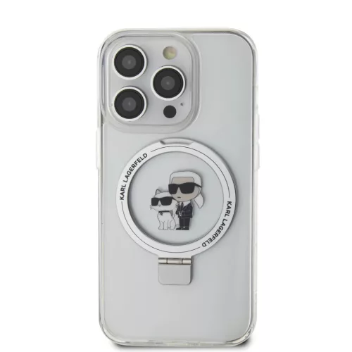  iPhone 15 Pro Fehér Karl Lagerfeld Ringstand Karl and Choupette MagS-3666339168896 5 kép
