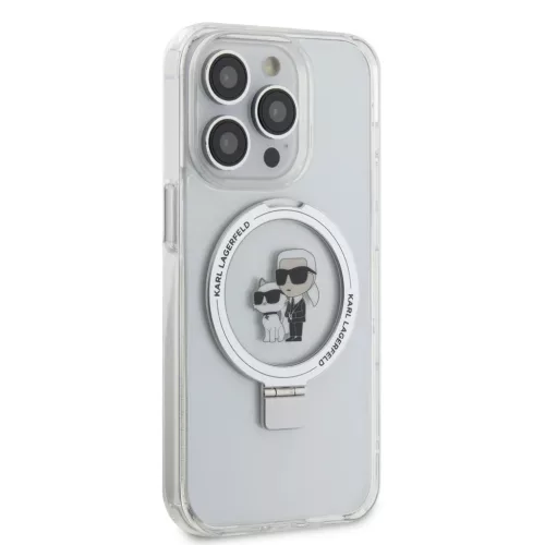  iPhone 15 Pro Fehér Karl Lagerfeld Ringstand Karl and Choupette MagS-3666339168896 6 kép