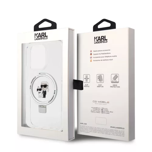  iPhone 15 Pro Fehér Karl Lagerfeld Ringstand Karl and Choupette MagS-3666339168896 7 kép