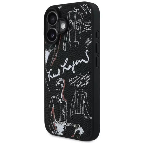 iPhone 16 Karl Lagerfeld Grained Pattern & Logo MagSafe fekete tok-3666339463304 2 kép