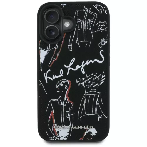 iPhone 16 Karl Lagerfeld Grained Pattern & Logo MagSafe fekete tok-3666339463304 3 kép