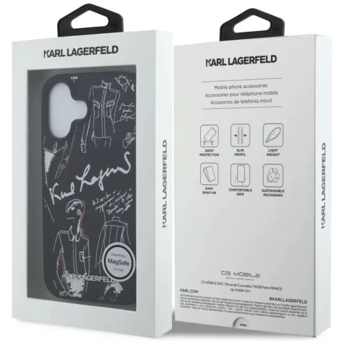 iPhone 16 Karl Lagerfeld Grained Pattern & Logo MagSafe fekete tok-3666339463304 8 kép