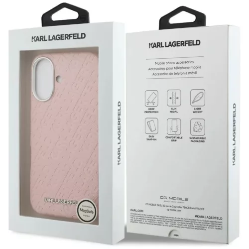 iPhone 16 Karl Lagerfeld FW Stamped Karl MagSafe rózsaszín tok-3666339459161 8 kép