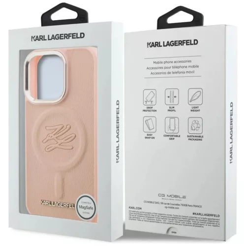 iPhone 16 Pro Max Karl Lagerfeld Initial & Metal Logo MagSafe rózsasz-3666339457037 8 kép