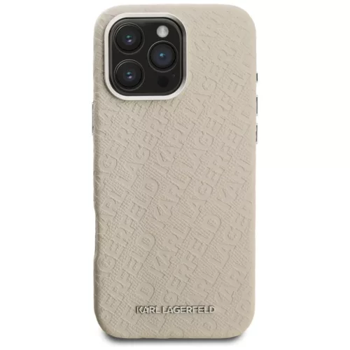 iPhone 16 Pro Max Karl Lagerfeld FW Stamped Karl MagSafe bézs tok-3666339458836 3 kép