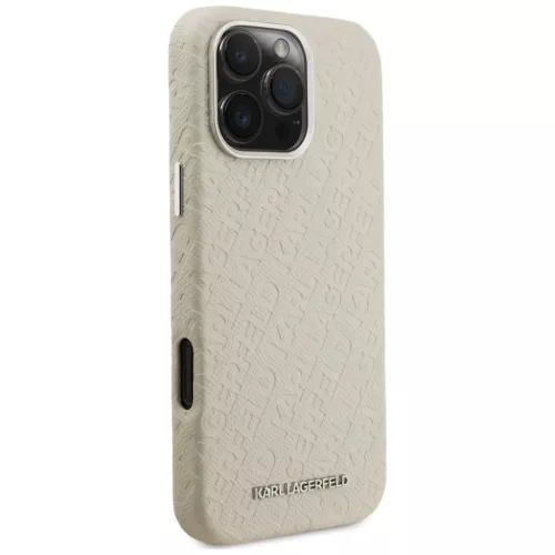 iPhone 16 Pro Max Karl Lagerfeld FW Stamped Karl MagSafe bézs tok-3666339458836 4 kép